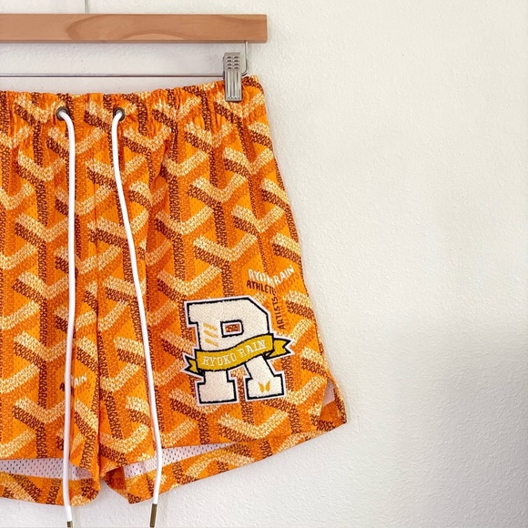 Ryoko Rain Designerr Shorts Printed Mesh R Patch Artists Athletes Orange Small - Picture 4 of 16